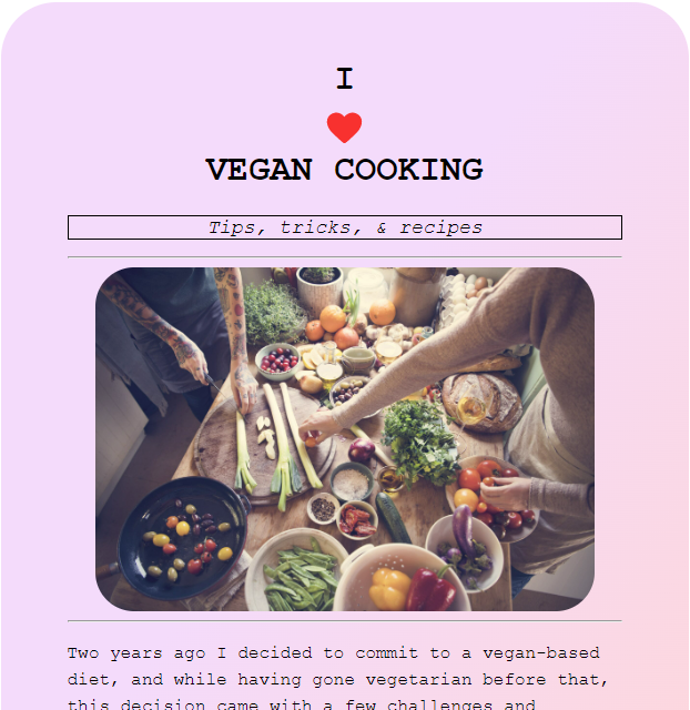 Vegan cooking project